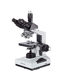 AmScope T490B Microscopio trinocular compuesto, ampliación de 40X 2000X, luz halógena, condensador Abbe, mesa mecánica de 2 capas, óptica de alta resolución, premiado con el n.° 6 entre los 10 mejores microscopios de 2016