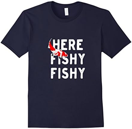 Mens Here Fishy Fishy Carp Fishing Fisherman Bait Fish Lover Tee XL Navy