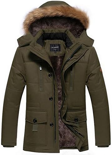 fashciaga Men's Winter Hooded Faux Fur Lined Coat Outdoor Jacket (X-large, Brown)