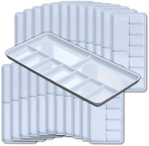 Paint Palettes: Sold in 24 Palette Pack. Nine Well Rectangular empty paint palettes for Acrylic, Watercolor, Oil, Gouache Painting and More. Brought to you by Rockwell Galleries