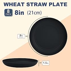 Wrova Wheat Straw Plates - 8 Inch Unbreakable