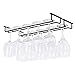 Wallniture Brix Iron Wine Glass Holder Under Cabinet Kitchen Organization and Storage Rack Set of 4 Black 17 Inch