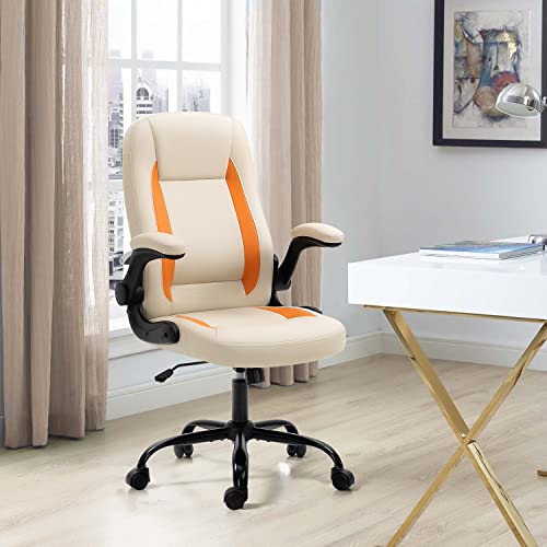 SEATZONE Beige Office Chair Executive Desk Chair with arms High Back Modern Computer Chairs for