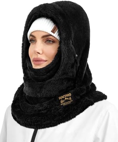 ZLSLZ Knitted Balaclava Winter Scarf Face Mask Faux Fur Hat Cap