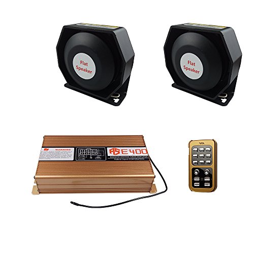 Police Siren Car Amplifier with Siren Speaker,Police Ambulence fire cars Warning Siren Sound Alert Electronic Wireless remote control Microphone Loudspeaker Emergency Horn Sound PA Mic System (E400)