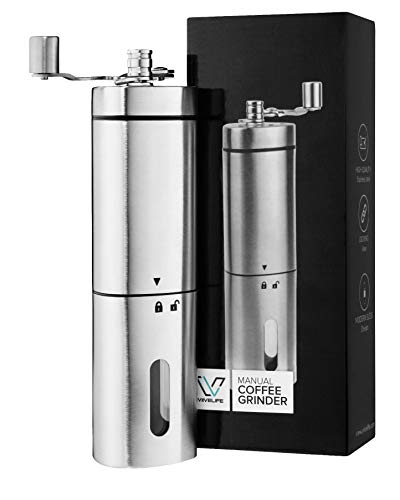Manual Coffee Grinder by Viive Life-Ceramic Burr Mill with 18 Adjustable Grind Settings from Coarse Manual Coffee Grinder by Viive Life-Ceramic Burr Mill with 18 Adjustable Grind Settings from Coarse