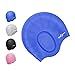 PHELRENA Swimming Cap Waterproof Premium Silicone Solid Long Hair Earmuffs Swim Cap Flexible Reversible for Adults Kids Women Men, Keeps Hair Clean Ear Dry, Free with Nose Clip and Ear Plugs