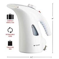 StorageMaid Steamer for Clothes - Handheld Portable Fabric Wrinkle Remover with Retractable Cord - Cleans Sterilizes and Steams - 130ml - Instant Fast and Powerful - Safe on Delicate Garments