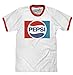 Tee Luv Men's Retro Pepsi Logo Ringer Tee Shirt, White/Red, L
