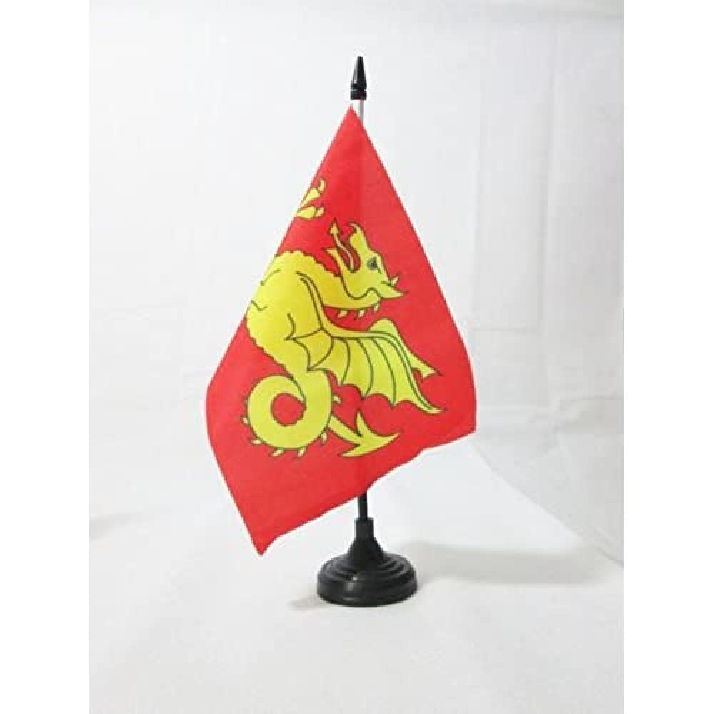 AZ FLAG Wessex county Table Flag 5'' x 8'' - Wessex county Office Decoration 100% Polyester 21 x 14 cm - Mini Desk Flag with Pole and Black Plastic Base
