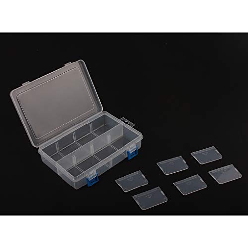 BangQiao Plastic Parts Storage case and Adjustable Divider Box for Hardware, Craft and Bead, 8 Grids, Clear