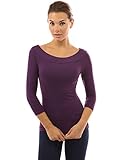 PattyBoutik Women's Boat Neck Raglan 3/4 Sleeve Blouse (Dark Purple L)