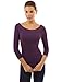 PattyBoutik Women's Boat Neck Raglan 3/4 Sleeve Blouse (Dark Purple L)