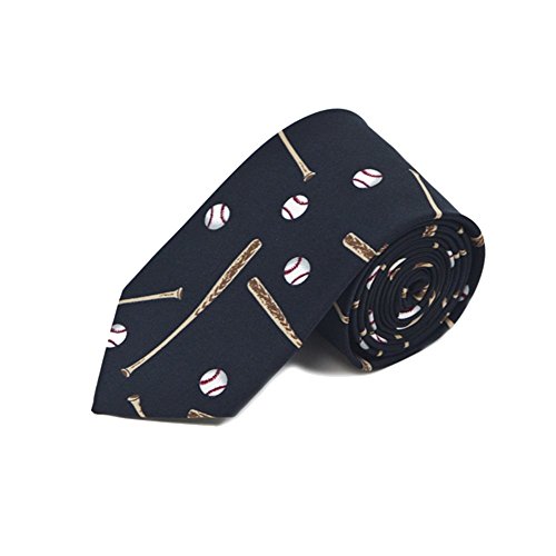 Parquet Mens Black Baseball & Bats Sports Necktie Neck Tie Neckwear