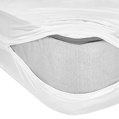 Abstract Vinyl Full Mattress Protector Zipper Closure Style - Best to Protect Your Bed from Spills, Accidents and Damage - 100% Waterproof Plastic - in Twin and Cot Size White (39" X 75")