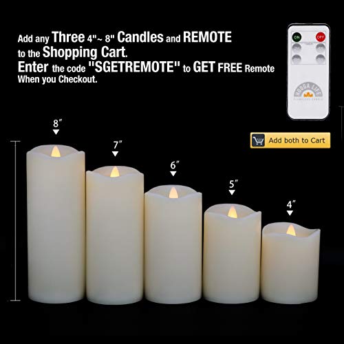 Flameless Candles Ivory (D 3" x H 6") Flickering Flame Effect, LED