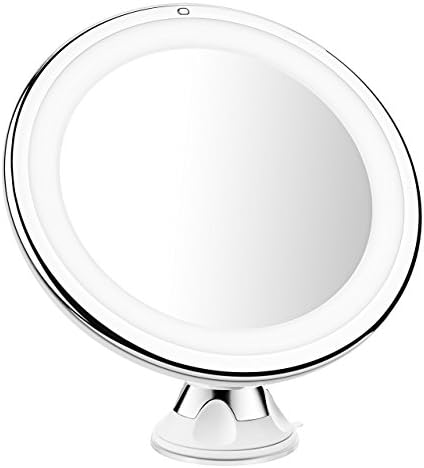 Cymas 7× Magnifying Lighted Makeup Mirror, 15 Min Auto Turn Off, Dimmable Daylight LED Travel Vanity Mirror, Compact, Cordless, 360 Rotation, Strong Locking Suction Bathroom Mirror