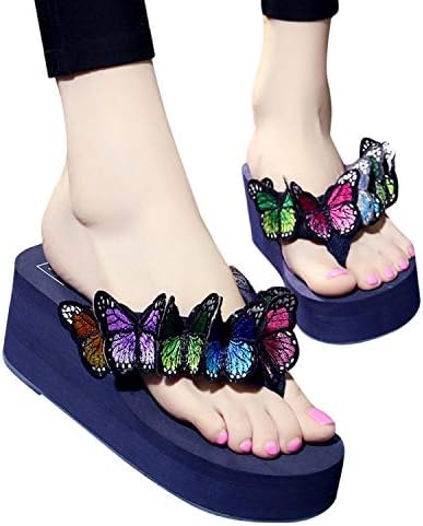 2019 Women's Slippers Casual Beach Shoes Girls Butterfly Floral Wedges Flip Flops Platform Slippers Mujer Slides