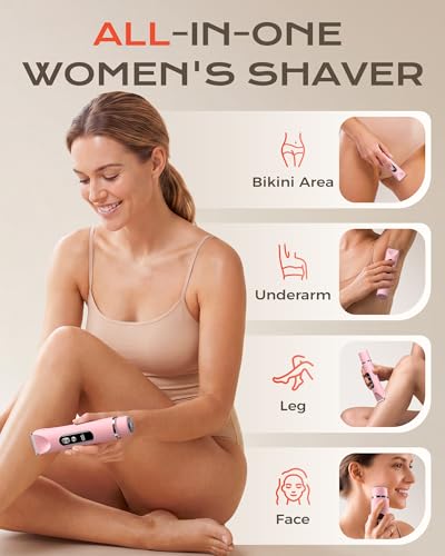Bikini Trimmer Women, POPYES 2026 Upgrade Painless Razors,Trimmer for women & Body Hair Shaver Wet & Dry Waterproof for Shower Use, 2in1 Head with LED, USB Rechargeable with Cable, for Bikini Line