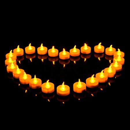 image for 24pcs Yellow Flickering LED with Remote Control Tea Lights Flameless C