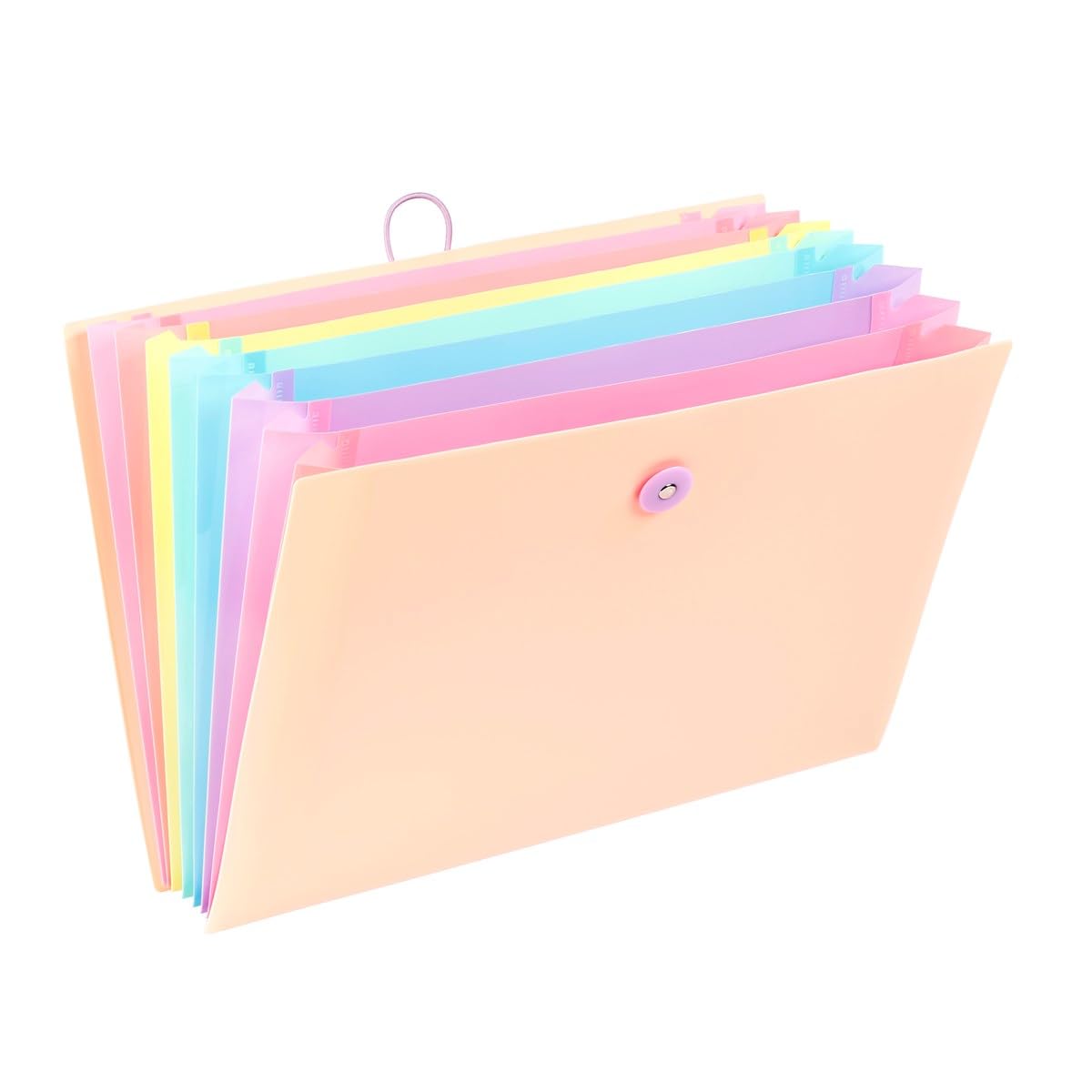 Viquel - Expanding File with 8 Compartments for A4 Rainbow Pastel Documents - Beige