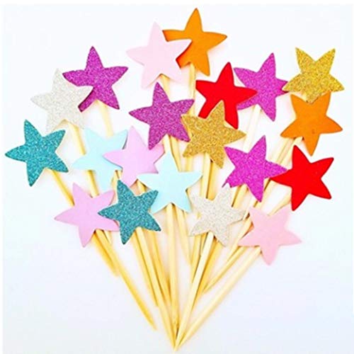 Monyus 100 Pcs Little Star Cupcake Toppers, Decorations for Baking Dessert, Birthday Party, Baby Shower, Bridal Shower, Wedding, Cocktail Forks Party