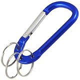 Blue Three Split Ring Metal Spring Load Carabiner Keychain Keyring