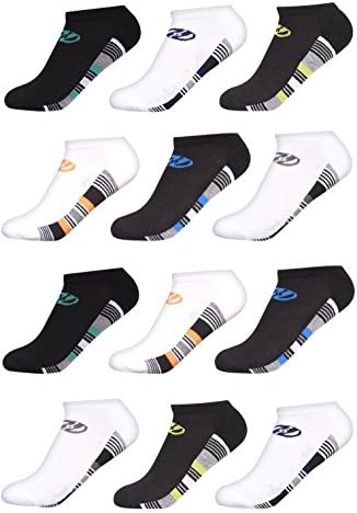'Heelys Boys 12 Pack Low Cut No-Show Socks, White, Black, Size 6-8'