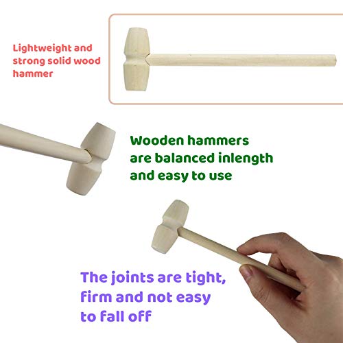 FADIKX 30Pcs Wooden Hammer for Breakable Heart Mini Wooden Hammers for Chocolate Toy Mallets for Kids, Crafts and Party Game Props
