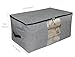 iwill CREATE PRO 91L Jumbo Polyester Storage Organizer Bag, Waterproof Household Containers for Closet, Sheves for Clothes, Sweaters, Comforters, Blankets, Light Grey