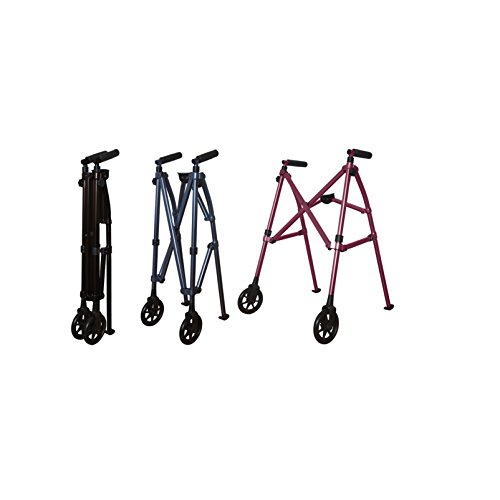 Stander Space Saver Walker, Lightweight Folding Rolling Mobility Aid for Seniors & Adults, Compact 2-Wheel Disability Device with 6-inch Wheels & Ski Glides for Walking Support, Regal Rose