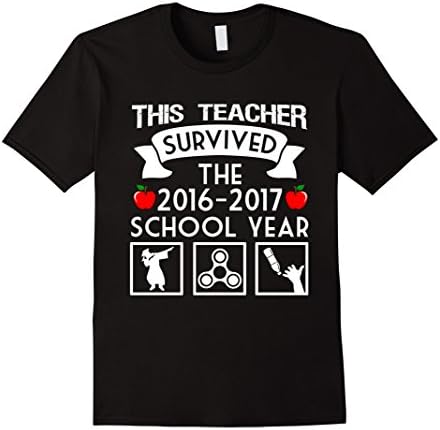 Mens This Teacher Survived the 2016-2017 shirt Funny Teacher Gift 2XL Black