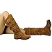 Womens Knee High Boots Ruched Leather Buckles Knitted Calf