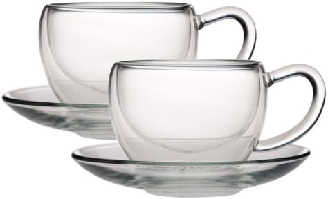 Teaposy - Socrates Double Walled Glass Cup+Saucer (Set of 2)