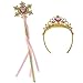 XiangGuanQianYing Princess Dress Up Princess Wands Tiaras and Crowns for Little Girls Snowflake Wand Set Pink