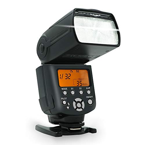 Camera Flash Speedlite, SLFC Digital Camera Flashes with LCD Display, Electronic Flash for Canon/Nikon/Panasonic/Olympus/Pentax/Fujifilm, DSLR Camera Flash/Slave Flash with Standard Hot Shoe Mount