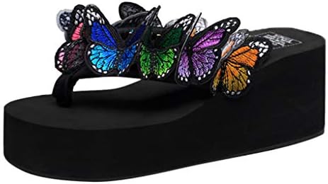 Beachwear Slippers for Women, Girl Butterfly Slippers Floral Wedges Flip Flops Sandals Slippers Beach Shoe