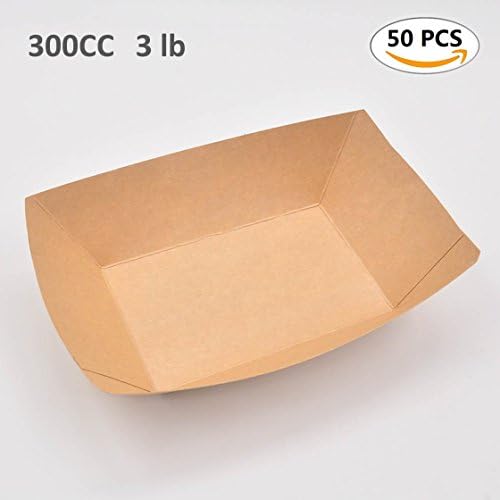 Paper Food Tray Disposable Capacity 3 Lb Plate 50 Pack Ideal for all Event Party Camping Picnic Carnival Barbecue Restaurant Household Holiday Hot Dog