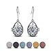 INFUSEU Essential Oil Jewelry for Women Anxiety, Fun Lava Rock Stone Aromatherapy Diffuser Dangle Earrings Teardrop Filagree Flower Drop Ear Ring