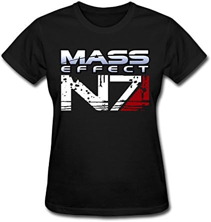 GOOOET Women's Mass Effect Alliance N7 Logo Cotton Shirt Black M