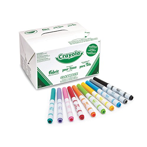 Crayola 588215 Fabric Marker Classpack, TEN Assorted Colors, 80 markers Set ,10 different colors