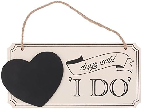 "Days Until I Do" - Wedding Countdown Sign Wooden Hanging Chalkboard Plaque with a Twine