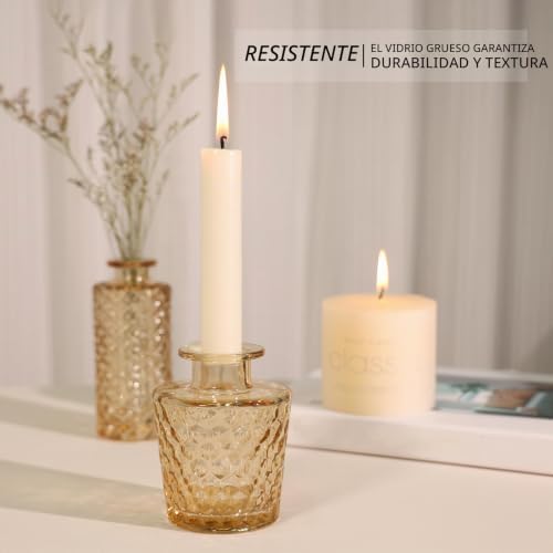 Juego de 12 jarrones de Cristal, pequeños jarrones de Flores ámbar para centros de Mesa a Granel, Mini jarrón Vintage para Boda, hogar, decoración de Mesa