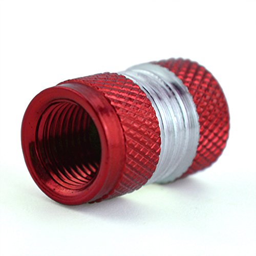 Runmade 4 Connecting Rods Style Polished Aluminum Alloy Chrome Tire Valve Stem Caps (Pack of 4) (Red) - Thumbnail 2