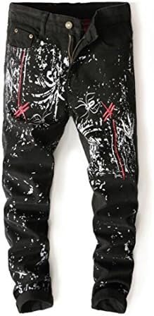 Men's Skinny Jeans Fashion Printed Elastic Casual Pants 100% Cotton Hip Hop Jeans XL