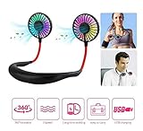 Neck Fan,Hand Free Personal Fan-USB Mini Fan Portable Fan with 7 LED Lights,Desk Fan with 2000mAh Rechargeable Large Capacity Battery-Wearable Neckband Fan 360 Degree Free Rotation Perfect for Sports