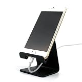 Desk Cell Phone Stand Holder - ToBeoneer Aluminum Desktop Solid Universal Desk Stand for All Mobile Smart Phone Tablet Huawei iPhone X 8 7 6 Plus 5 Ipad 3 4 Ipad Mini Samsung Home Office Decor (Black)