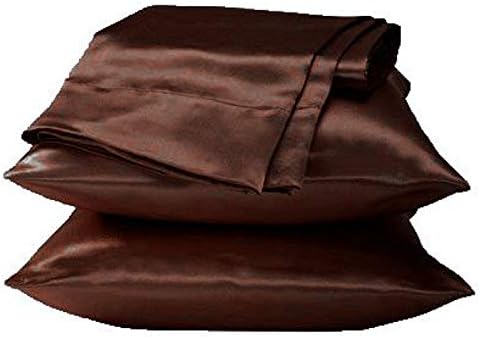 UNIHome 2pc New Queen/Standard Silk~y Satin Pillow Case Multiple Colors… (Coffee, Queen(20"x30"))