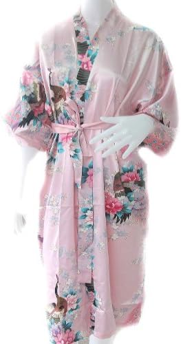Beautiful and Cool!! Peacock Kimono Women's Satin Silk Robe - One Size