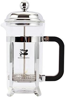 French Coffee Press & Tea Maker Infuser, 6 Coffee Cups, unique Filter Screen, Chrome glass pot